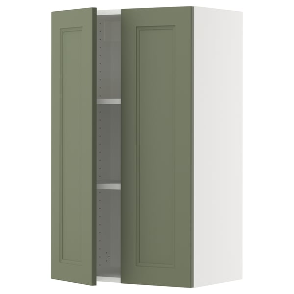 SEKTION Gabinete de pared+2 puertas, blanco/Axstad gris-verde, 24x15x40 "