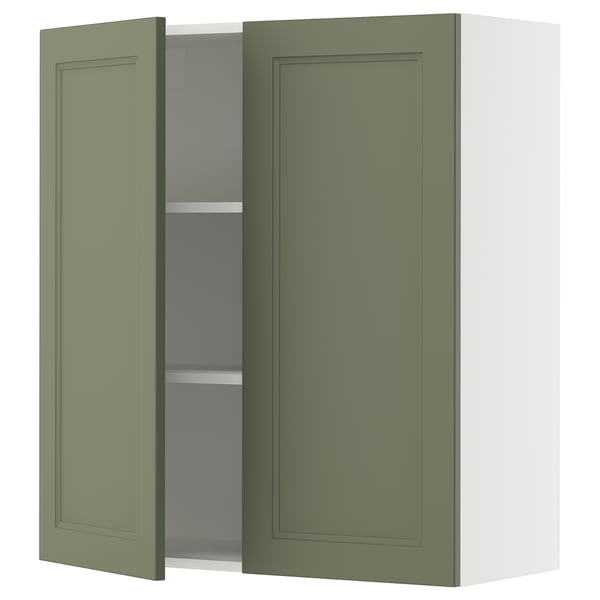 SEKTION Gabinete de pared+2 puertas, blanco/Axstad gris-verde, 36x15x40 "