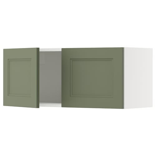 SEKTION Gabinete de pared+2 puertas, blanco/Axstad gris-verde, 36x15x15 "