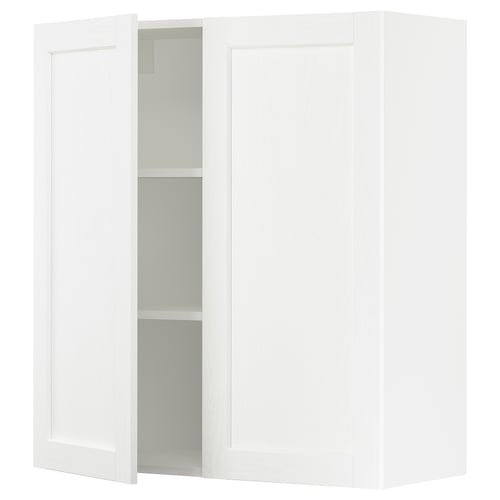 SEKTION Gabinete de pared+2 puertas, blanco Enköping/blanco efecto madera, 36x15x40 "