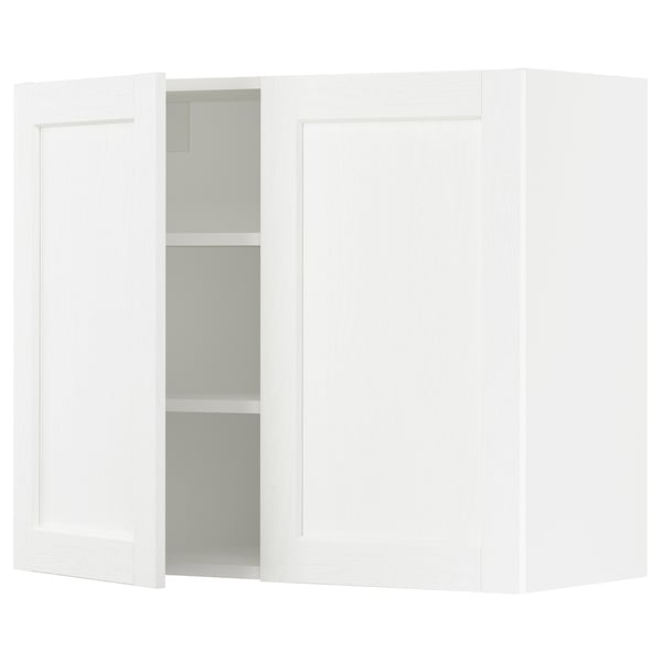 SEKTION Gabinete de pared+2 puertas, blanco Enköping/blanco efecto madera, 36x15x30 "