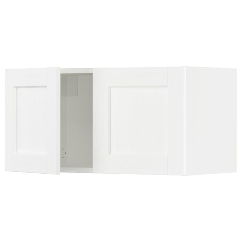 SEKTION Gabinete de pared+2 puertas, blanco Enköping/blanco efecto madera, 30x15x15 "