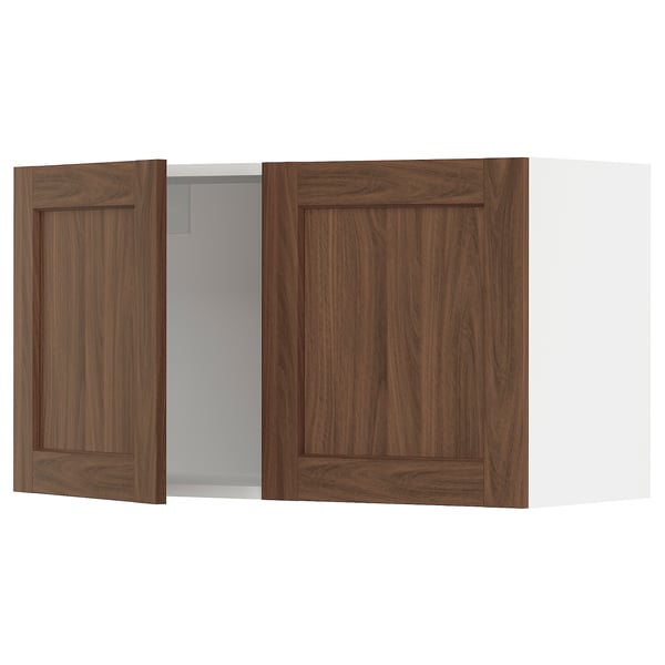 SEKTION Gabinete de pared+2 puertas, blanco Enköping/marrón efecto de nogal, 36x15x20 "