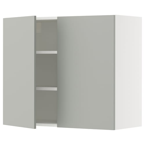 SEKTION Gabinete de pared+2 puertas, blanco/Havstorp gris claro, 36x15x30 "