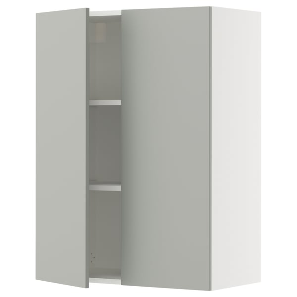 SEKTION Gabinete de pared+2 puertas, blanco/Havstorp gris claro, 30x15x40 "