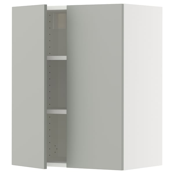 SEKTION Gabinete de pared+2 puertas, blanco/Havstorp gris claro, 24x15x30 "