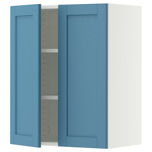 SEKTION Gabinete de pared+2 puertas, blanco/Lerhyttan azul, 24x15x30 "