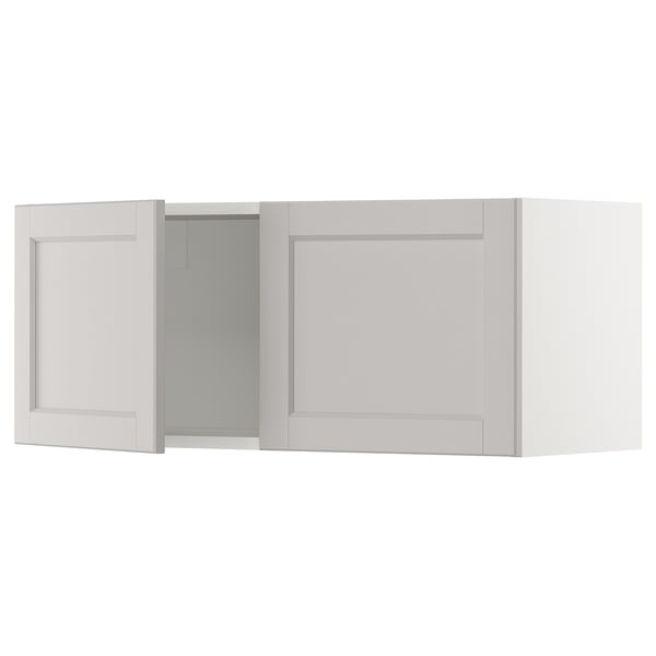 SEKTION Gabinete de pared+2 puertas, blanco/Lerhyttan gris claro, 36x15x15 "