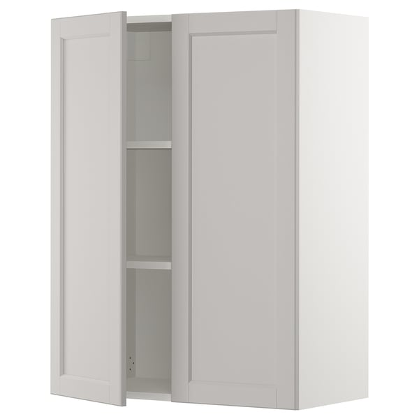 SEKTION Gabinete de pared+2 puertas, blanco/Lerhyttan gris claro, 30x15x40 "