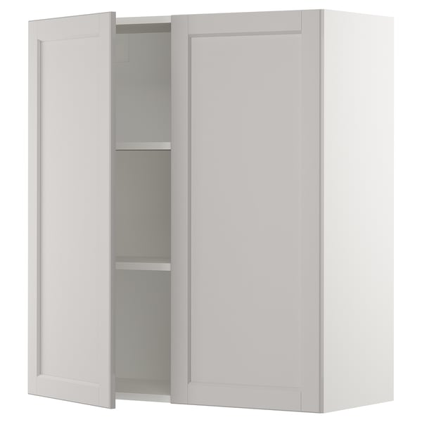 SEKTION Gabinete de pared+2 puertas, blanco/Lerhyttan gris claro, 36x15x40 "