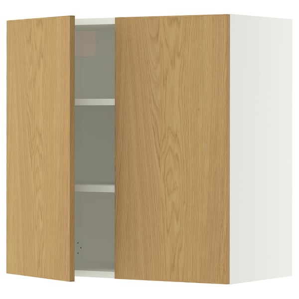 SEKTION Gabinete de pared+2 puertas, blanco/Sinarp chapa de roble, 30x15x30 "