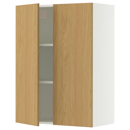 SEKTION Gabinete de pared+2 puertas, blanco/Sinarp chapa de roble, 30x15x40 "