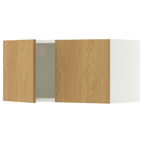 SEKTION Gabinete de pared+2 puertas, blanco/Sinarp chapa de roble, 30x15x15 "