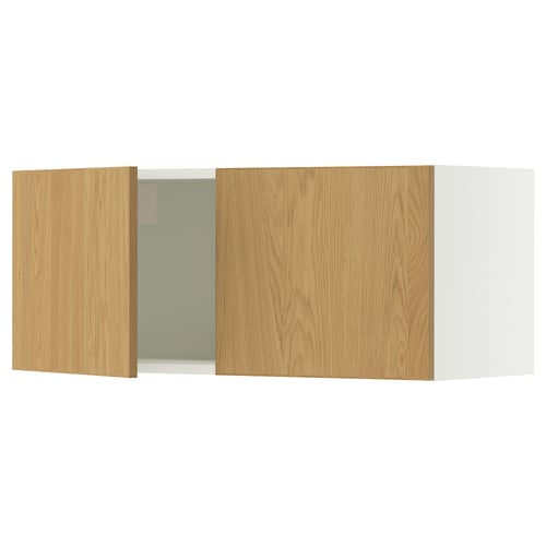 SEKTION Gabinete de pared+2 puertas, blanco/Sinarp chapa de roble, 36x15x15 "