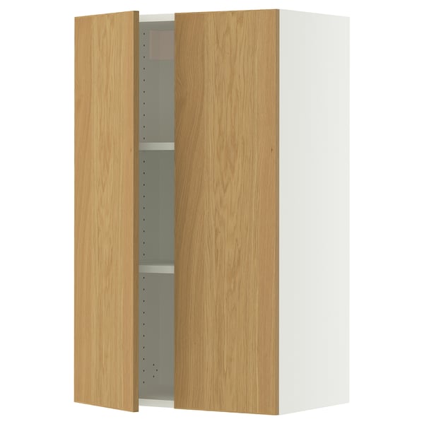 SEKTION Gabinete de pared+2 puertas, blanco/Sinarp chapa de roble, 24x15x40 "