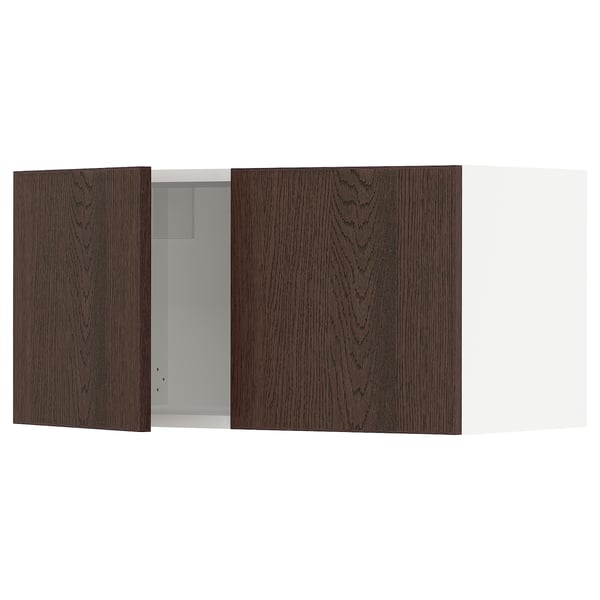 SEKTION Gabinete de pared+2 puertas, blanco/Sinarp marrón, 30x15x15 "