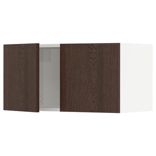 SEKTION Gabinete de pared+2 puertas, blanco/Sinarp marrón, 30x15x15 "