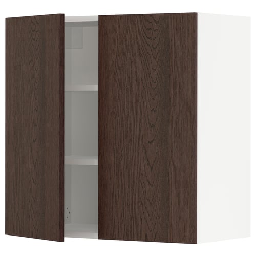 SEKTION Gabinete de pared+2 puertas, blanco/Sinarp marrón, 30x15x30 "