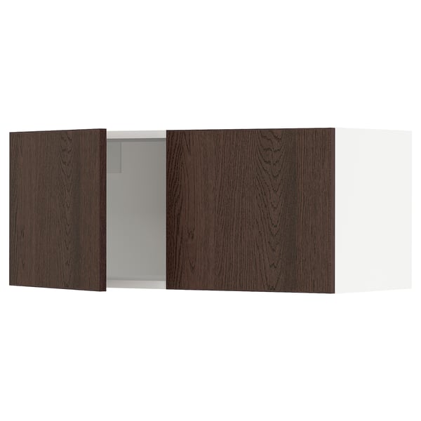 SEKTION Gabinete de pared+2 puertas, blanco/Sinarp marrón, 36x15x15 "