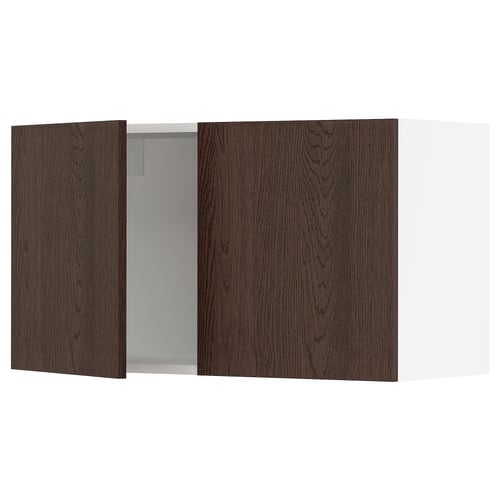 SEKTION Gabinete de pared+2 puertas, blanco/Sinarp marrón, 36x15x20 "