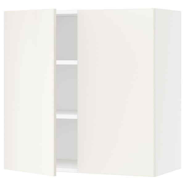 SEKTION Gabinete de pared+2 puertas, blanco/Veddinge blanco, 30x15x30 "