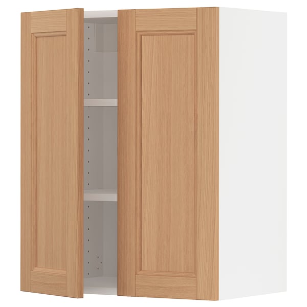 SEKTION Gabinete de pared+2 puertas, blanco/Vedhamn roble, 24x15x30 "