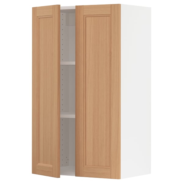 SEKTION Gabinete de pared+2 puertas, blanco/Vedhamn roble, 24x15x40 "