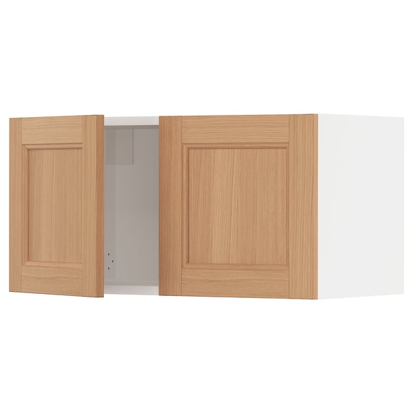 SEKTION Gabinete de pared+2 puertas, blanco/Vedhamn roble, 30x15x15 "