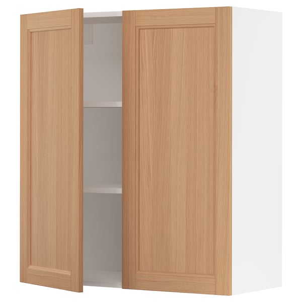 SEKTION Gabinete de pared+2 puertas, blanco/Vedhamn roble, 36x15x40 "