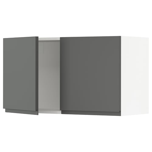 SEKTION Gabinete de pared+2 puertas, blanco/Voxtorp gris oscuro, 36x15x20 "