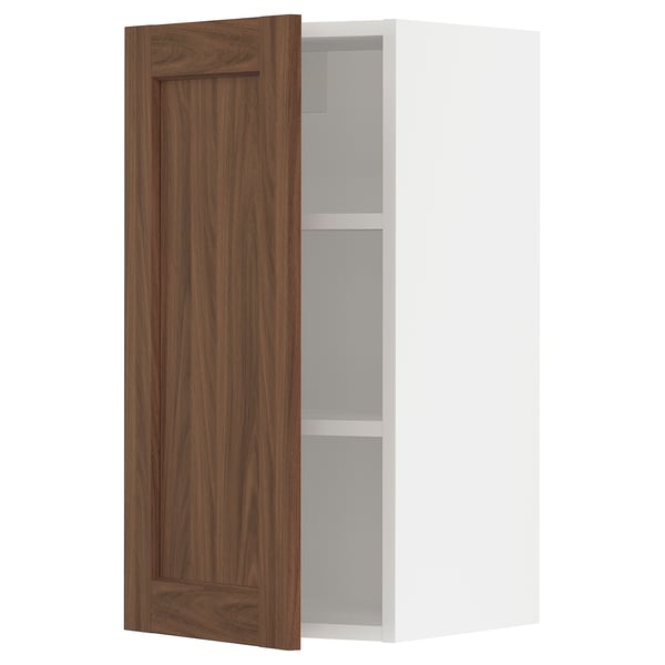 SEKTION Gabinete de pared, blanco Enköping/marrón efecto de nogal, 15x15x30 "