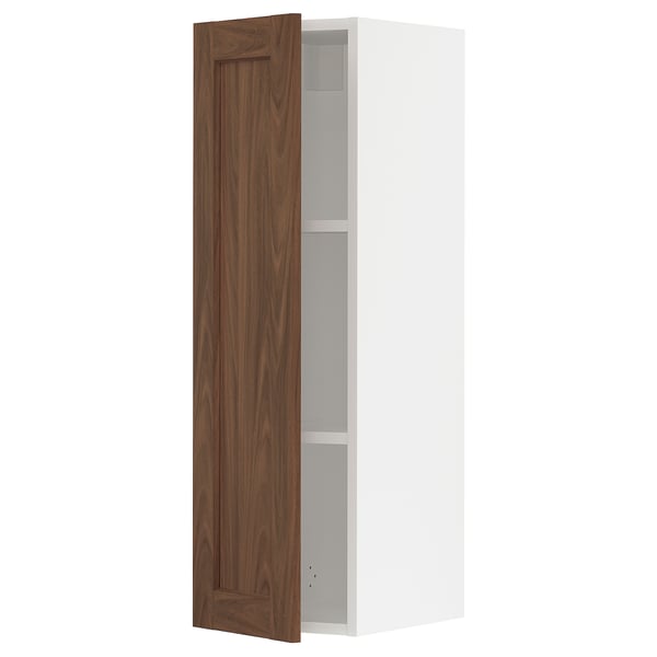 SEKTION Gabinete de pared, blanco Enköping/marrón efecto de nogal, 12x15x40 "