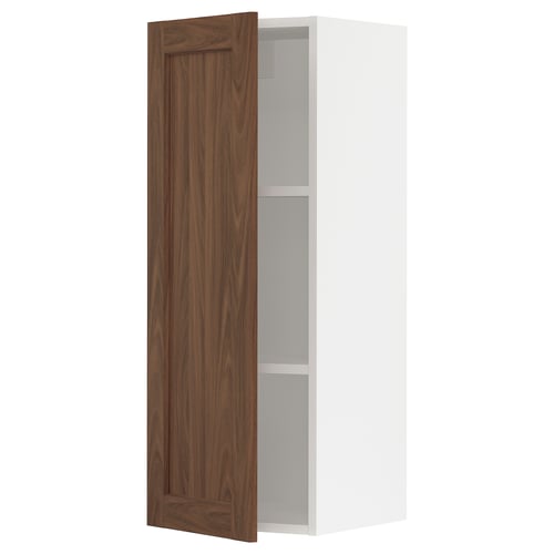 SEKTION Gabinete de pared, blanco Enköping/marrón efecto de nogal, 15x15x40 "