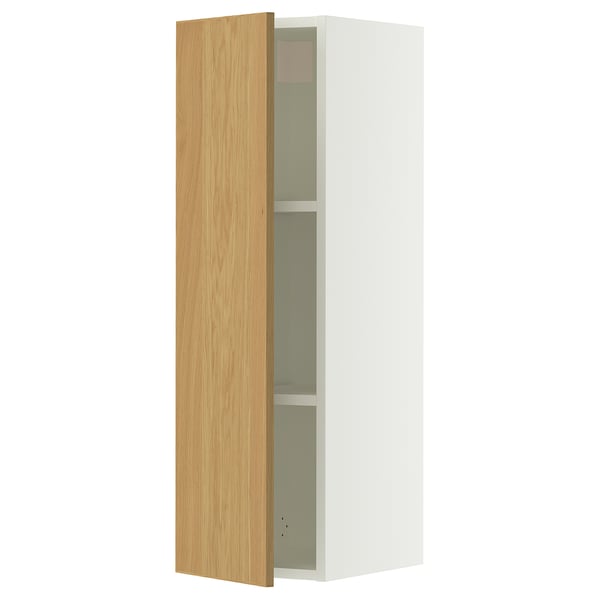 SEKTION Gabinete de pared, blanco/Sinarp chapa de roble, 12x15x40 "