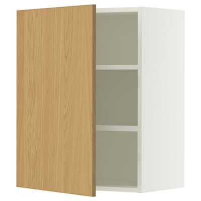 SEKTION Gabinete de pared, blanco/Sinarp chapa de roble, 24x15x30 "