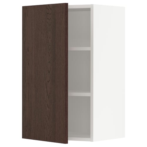 SEKTION Gabinete de pared, blanco/Sinarp marrón, 18x15x30 "