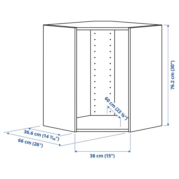 SEKTION Gabinete de pared de esquina, blanco, 26x14 3/4x30 "