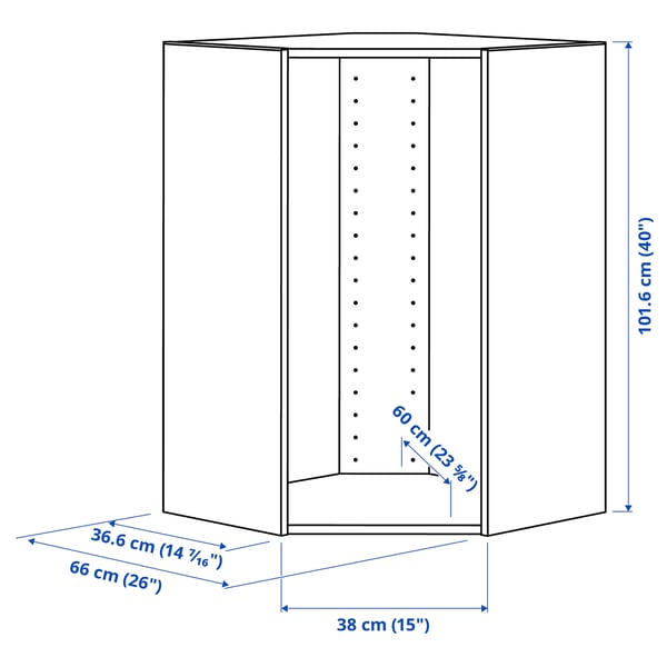 SEKTION Gabinete de pared de esquina, blanco, 26x14 3/4x40 "