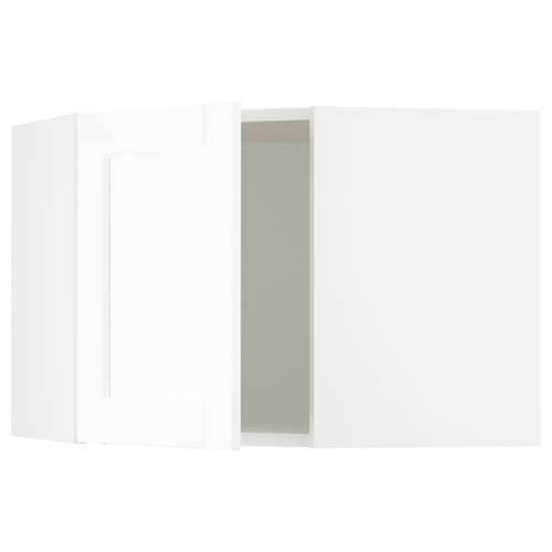 SEKTION Gabinete de pared esquina, blanco Enköping/blanco efecto madera, 26x15x20 "