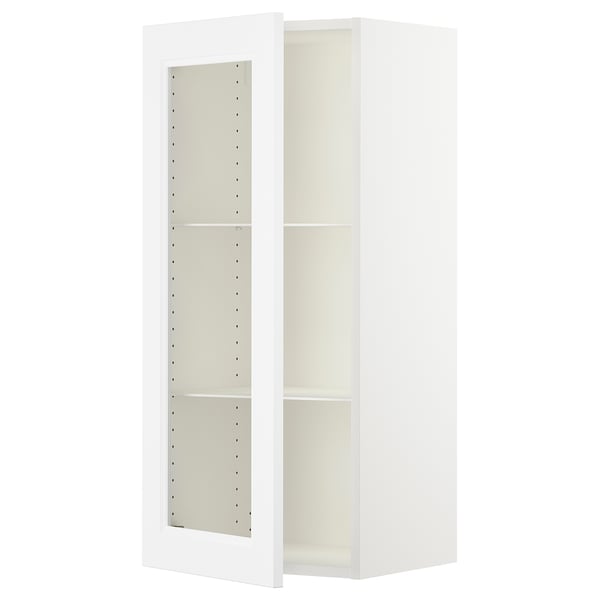 SEKTION Gabinete de pared+puerta de vidrio, blanco/Axstad blanco mate, 18x15x40 "