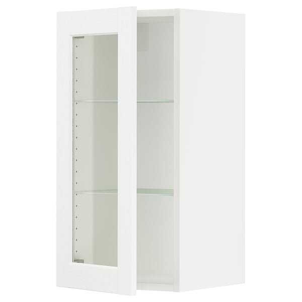 SEKTION Gabinete de pared+puerta de vidrio, blanco Enköping/blanco efecto madera, 15x15x30 "