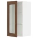 SEKTION Gabinete de pared+puerta de vidrio, blanco Enköping/marrón efecto de nogal, 15x15x30 "