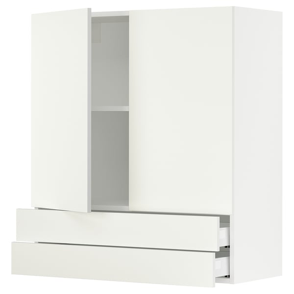 SEKTION Gabinete pared+2 puertas/2 cajones, blanco/Vallstena blanco, 36x15x40 "