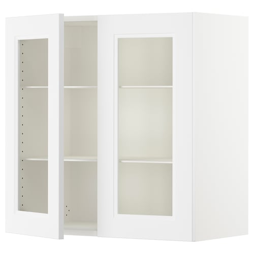 SEKTION Gabinete pared+2 puertas de vidrio, blanco/Axstad blanco mate, 30x15x30 "