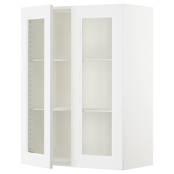 SEKTION Gabinete pared+2 puertas de vidrio, blanco/Axstad blanco mate, 30x15x40 "