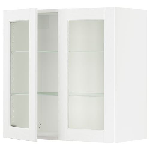 SEKTION Gabinete pared+2 puertas de vidrio, blanco Enköping/blanco efecto madera, 30x15x30 "