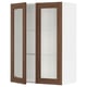 SEKTION Gabinete pared+2 puertas de vidrio, blanco Enköping/marrón efecto de nogal, 30x15x40 "