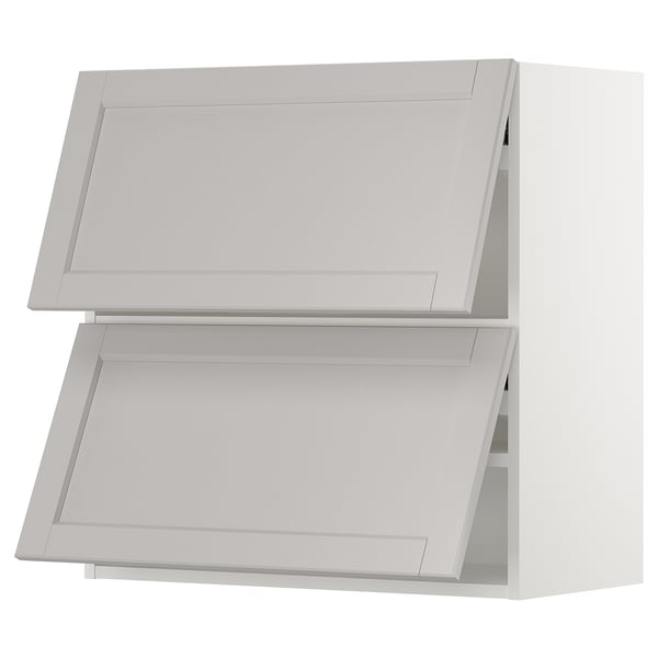 SEKTION Gabinete pared horizontal+2 puertas, blanco/Lerhyttan gris claro, 30x15x30 "