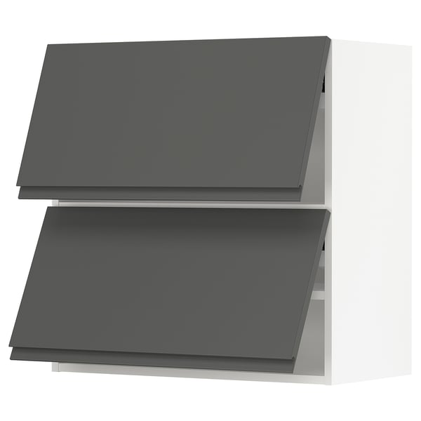 SEKTION Gabinete pared horizontal+2 puertas, blanco/Voxtorp gris oscuro, 30x15x30 "