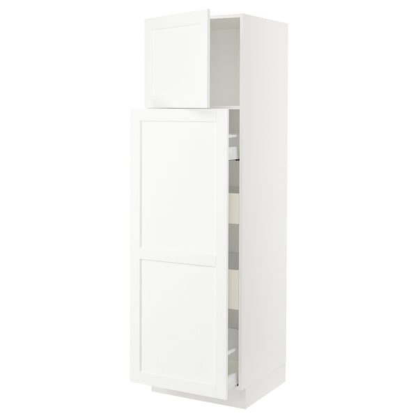 SEKTION / MAXIMERA Gabinete alto+1 pt/4 cjn extraíbles, blanco Enköping/blanco efecto madera, 24x24x80 "